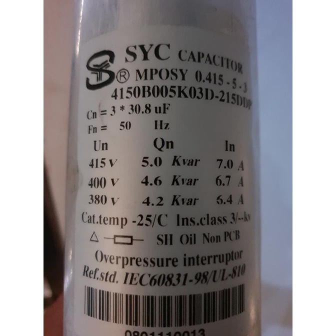 *#*#*#] kapasitor 5 kVAR, 415 V, 3 PHASA merk SYC