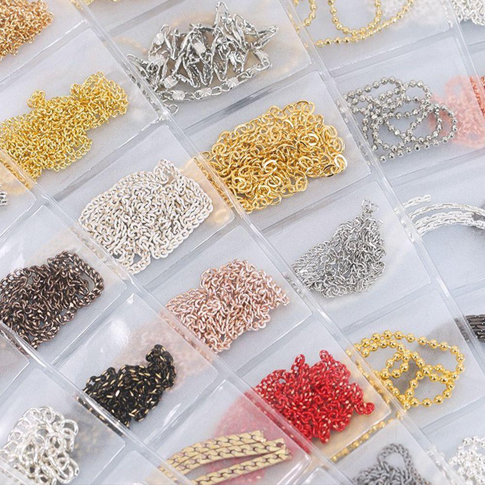 AUGUSTINA Agustina Rantai Logam Kristal Wanita Nail Art Dekorasi Manicure Aksesoris DIY Nail Charms