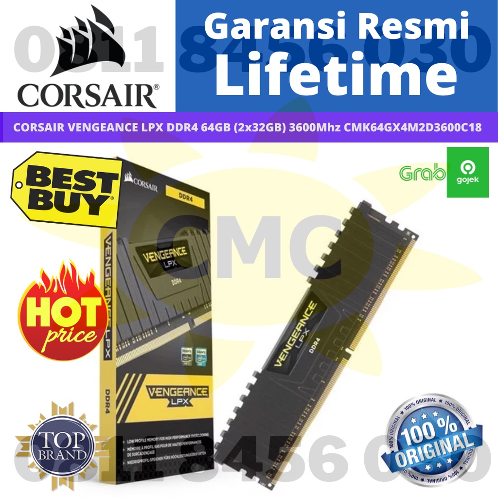 Corsair DDR4 Vengeance LPX 64GB 2x32GB 3600MHz CMK64GX4M2D3600C18