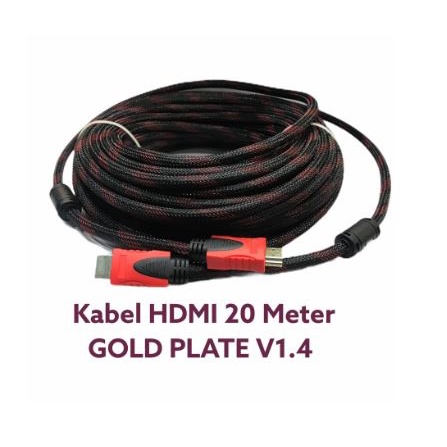 Cable hdtv 1.4 NB 20 meter mesh 1080p FHD gold male for Pc ps3 laptop dvd - Kabel hdtv 20m m-m jaring