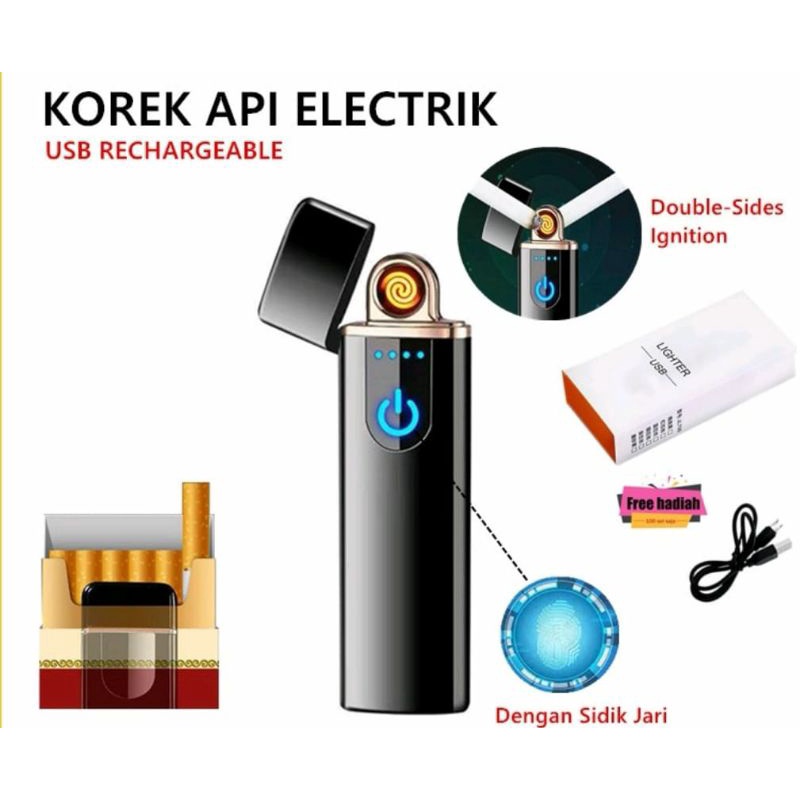 Korek Api Elektrik USB Fingerprint Touch Sensor LED