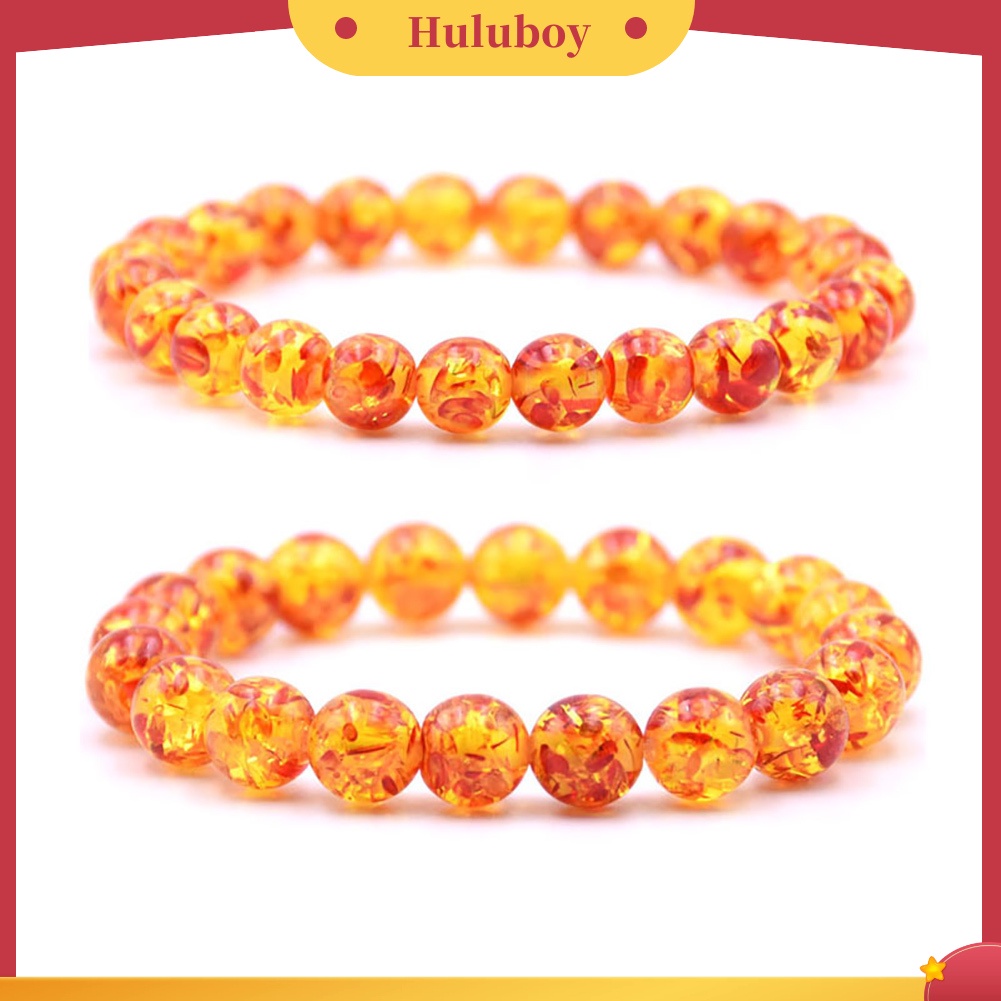 Hu Hu Hu Hu Hu Alat Bantu Pasang Kacamata♡ Gelang Manik-Manik Batu Amber Buatan Ukuran 8mm / 10mm Untuk Pria Dan Wanita