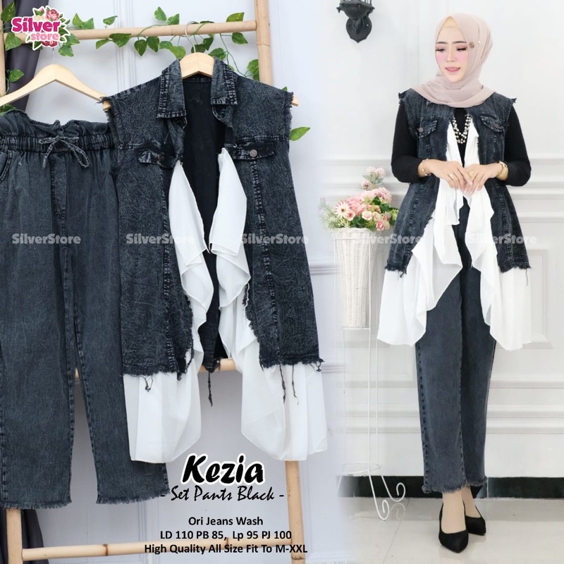 KESIA SET JEANS ATASAN ROMPI JEANS WITH PANTS JEANS WONEN