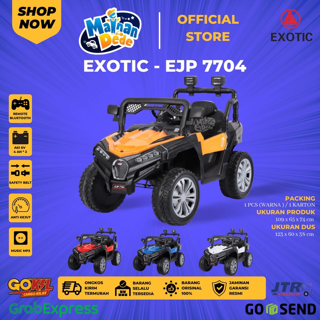 Mainan Mobil Aki Anak jeep Exotic EJP 7704 / EJP 7704+ BAN KARET-3