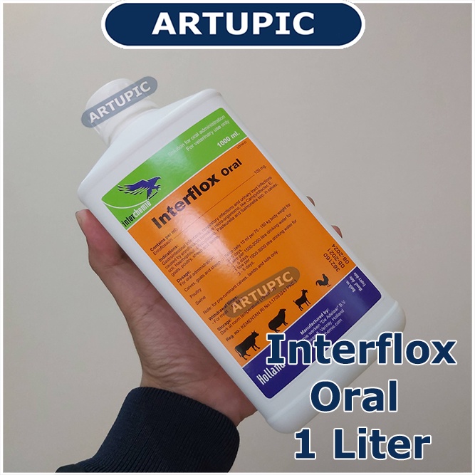 Interflox Oral 1 Liter Obat Flu Diare Ayam Sapi Kambing Kelinci Babi Domba Mengobati infeksi pencernaan pernafasan perkencingan Mycoplasma bakteri Ecoli Haemophilus Pasteurella Salmonella Campylobacter