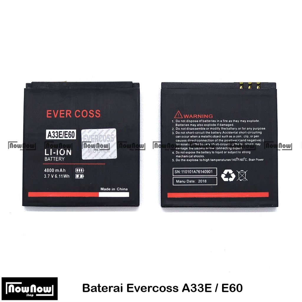 Baterai Evercoss A33E E60 Original Double Power Batre Batrai Battery HP