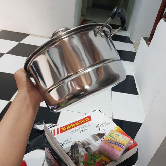 Panci Kukus /dandang Langseng Panci Serbaguna Panci Multifungsi Steamer Stainless Muliya 22 Cm