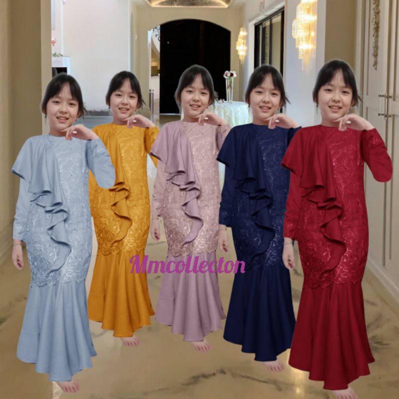 GAMIS ANAK CEWEK/COUPLE/SIZE/XS/S/M/L/XL/ DRESS BRUKAT MOSCREPE PREMIUM