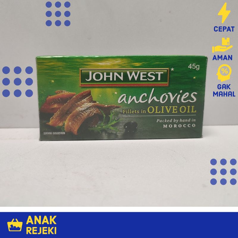 

RB John West Anchovies Fillets in Olive Oil 45gr - Anchovy Teri Zaitun