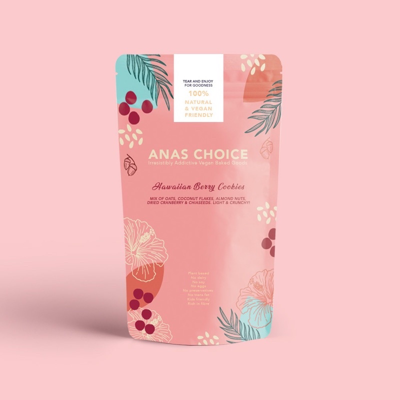 

Anas Choice Bite Size - Hawaiian Berry Vegan Almond & Oats Cookies - Healty