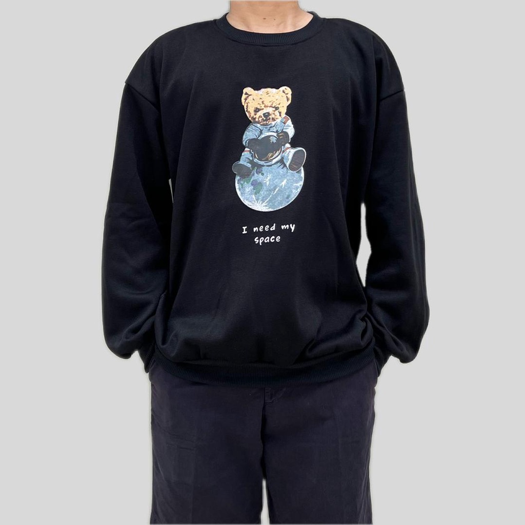 I NEED MY SPACE SWEATER OVERSIZE PRIA WANITA SWITER BEAR XL