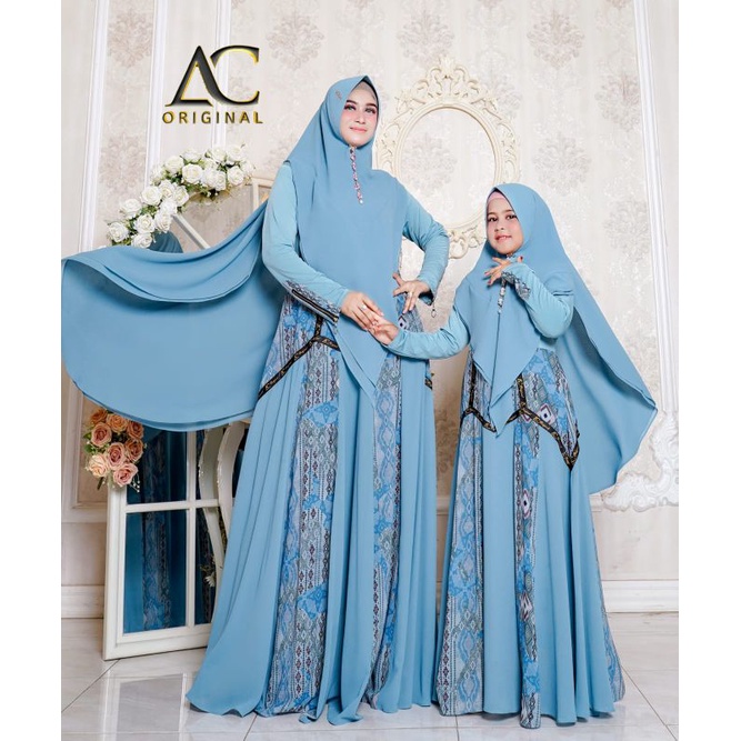 GAMIS SYAR'I COUPLE ALINA SET HIJAB CERUTI MIX JERSI SUPER BY YA AC ORIGINAL COLLECTION