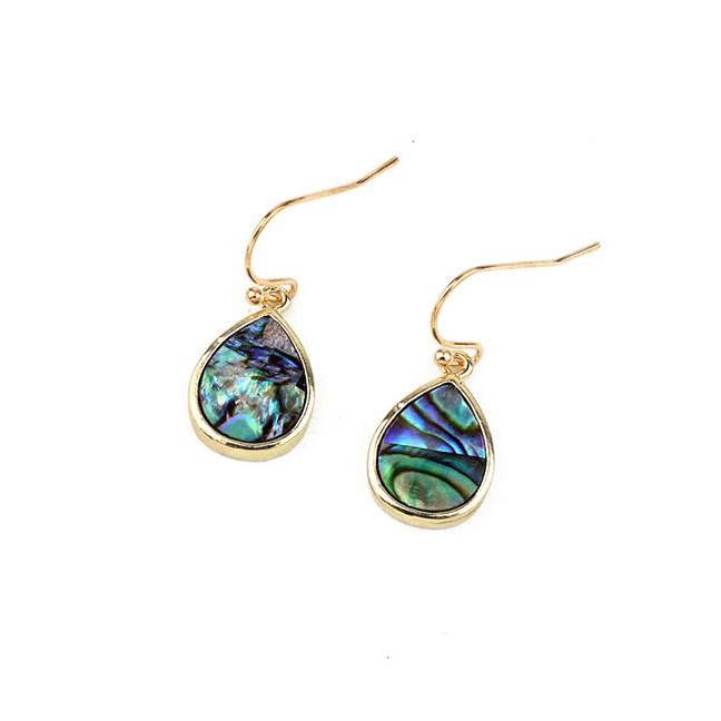 LRC Anting Gantung Fashion Water Droplet Circle Shell Paint Water Drops Six-way Horse Eye Resin Earr