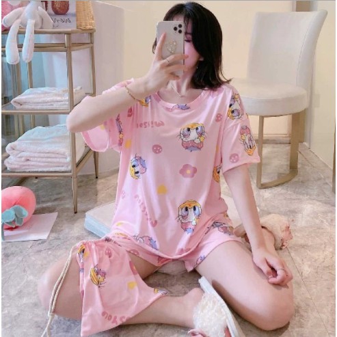 HCBS - Stelan Baju Tidur Setelan Kaos Import Karakter Piyama lucu