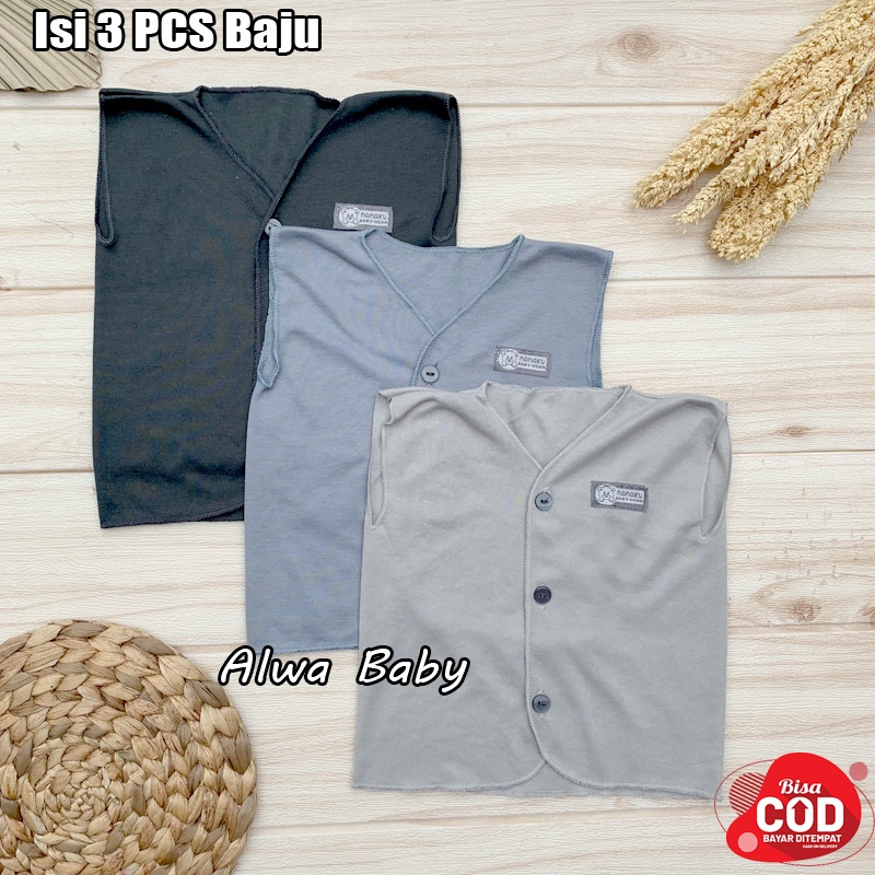 3 PCS Baju Bayi Lengan Kutung Daleman Bayi Baru Lahir Almeera Baby and Kids