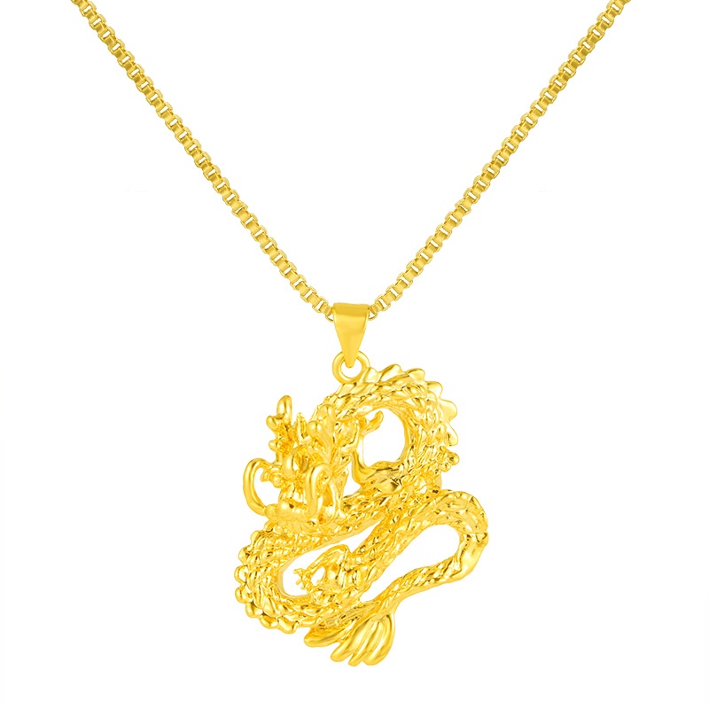 Liontin Desain Naga Lapis Emas Asli Kadar 375 Untuk Pria Dan Wanita