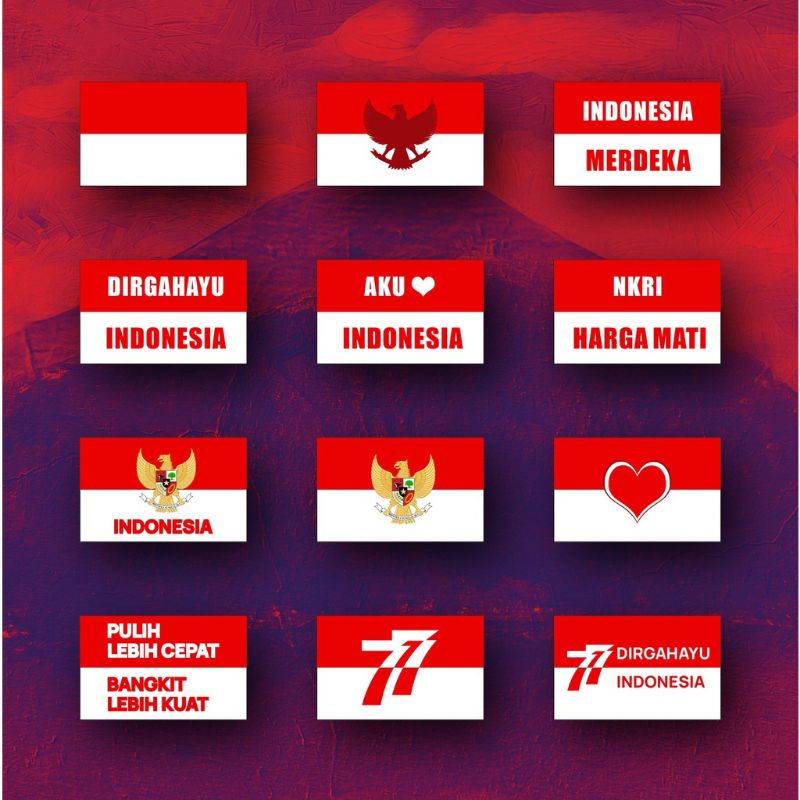 

100 PCS Stiker Pipi Bendera Indonesia Banyak Motif Untuk pipi Dan Kaos