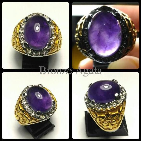 Ready# Cincin Batu Akik Kecubung Ungu / Kecubung Asihan / Kecubung Amethyst B