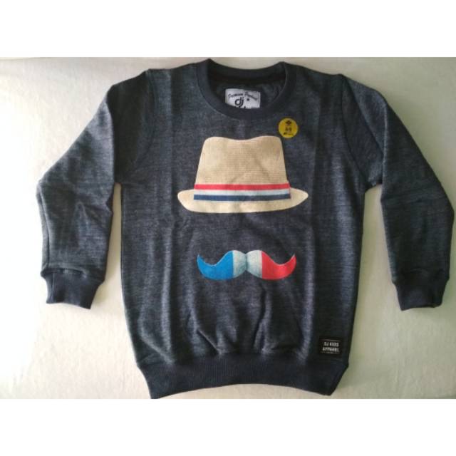 Promo Sweater Anak Cowok Dj Kids Topi & Kumis Premium Keren Lucu Murah
