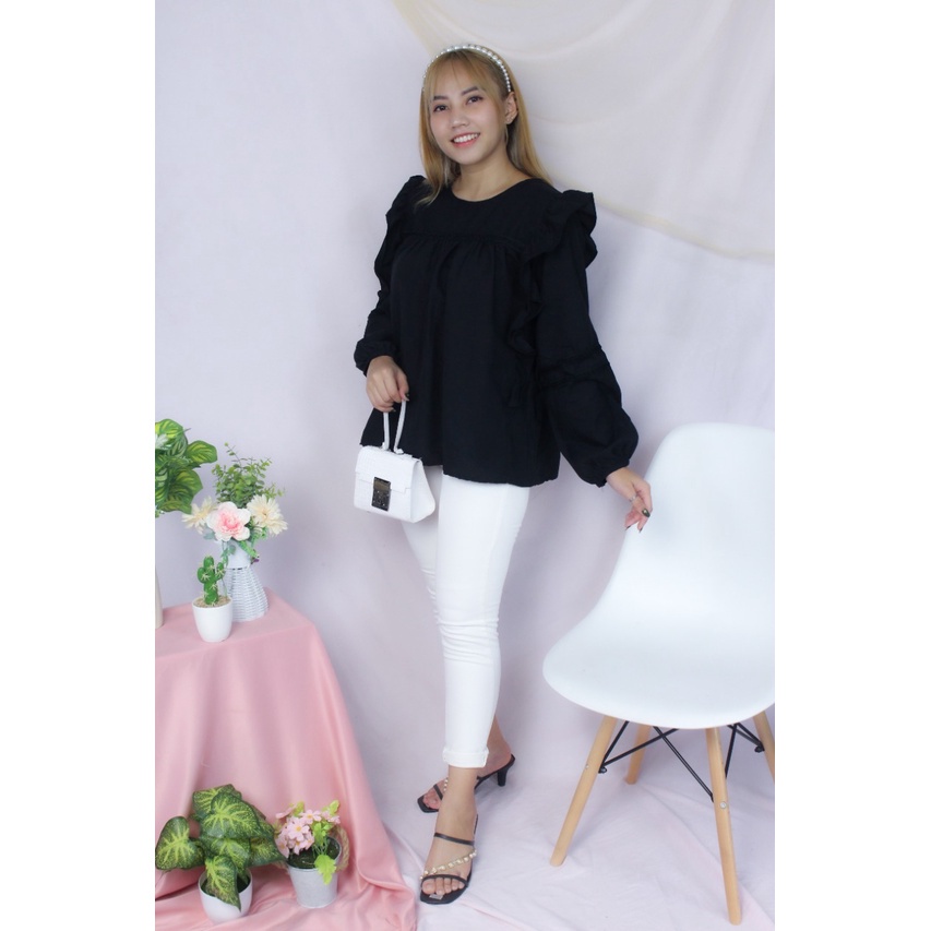 BEFAST - ZRX Blouse GHIFA / Saka Blouse / Blouse  Wanita Kekinian / Blouse Unik Polos / Blouse Kantor