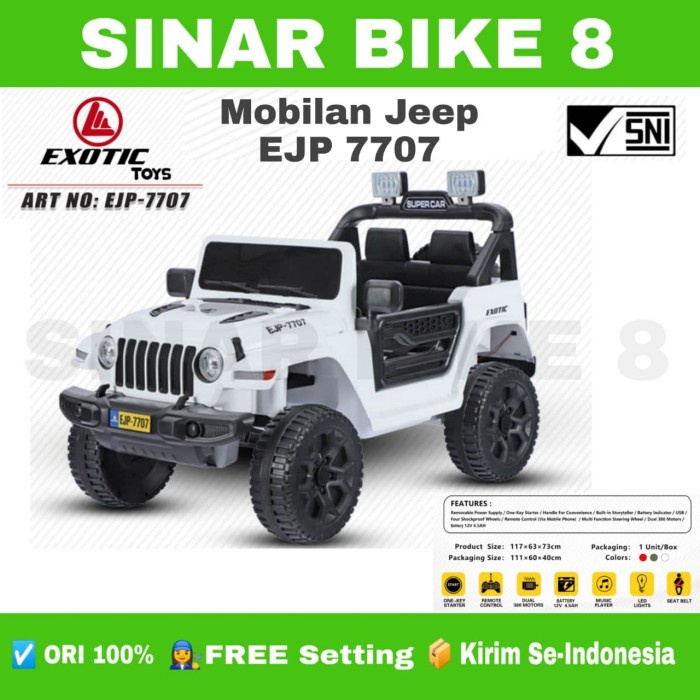 Mainan Anak Mobilan Aki Jeep EJP 7707 Remote Control Musik USB