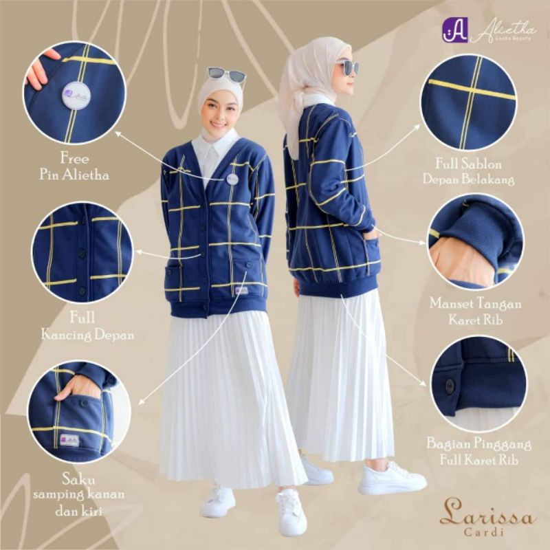 LARISSA CARDI ORI ALIETHA JACKET MUSLIMAH DAILY OUTFIT VIRAL TERBARU SWEATER CARDIGAN WANITA MASAKINI