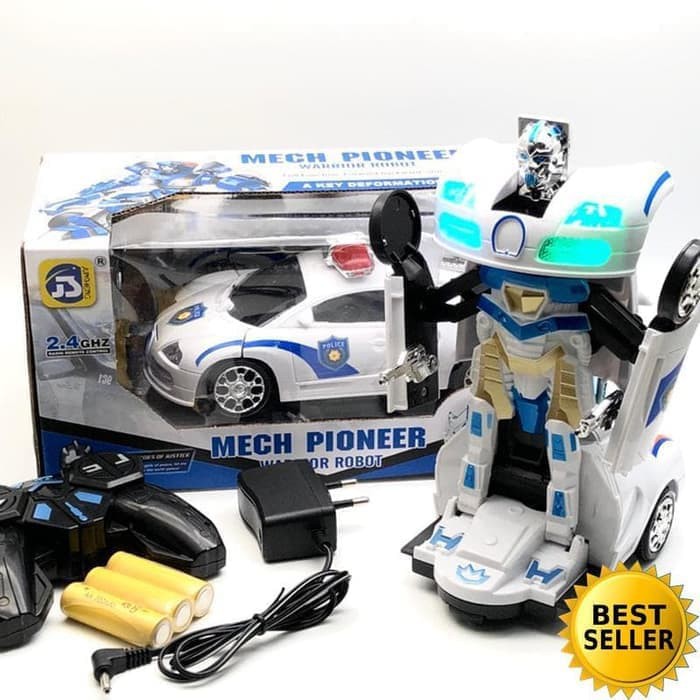 Mainan Robot Transformer Remote Control Police Car