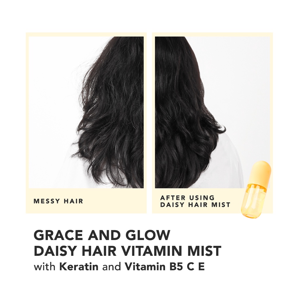 Grace and Glow Daisy Hair Mist 100 ml - Parfum Rambut Spray untuk Membuat Rambut Mudah Diatur dan Wangi Seharian with Keratin + Vitamin B5 C E 【BPOM】