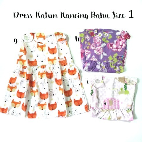 Dress Anak Katun Kancing Bahu Size 1