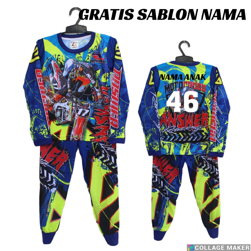 setelan baju balap motor cross/baju anak setelan racing hill murah