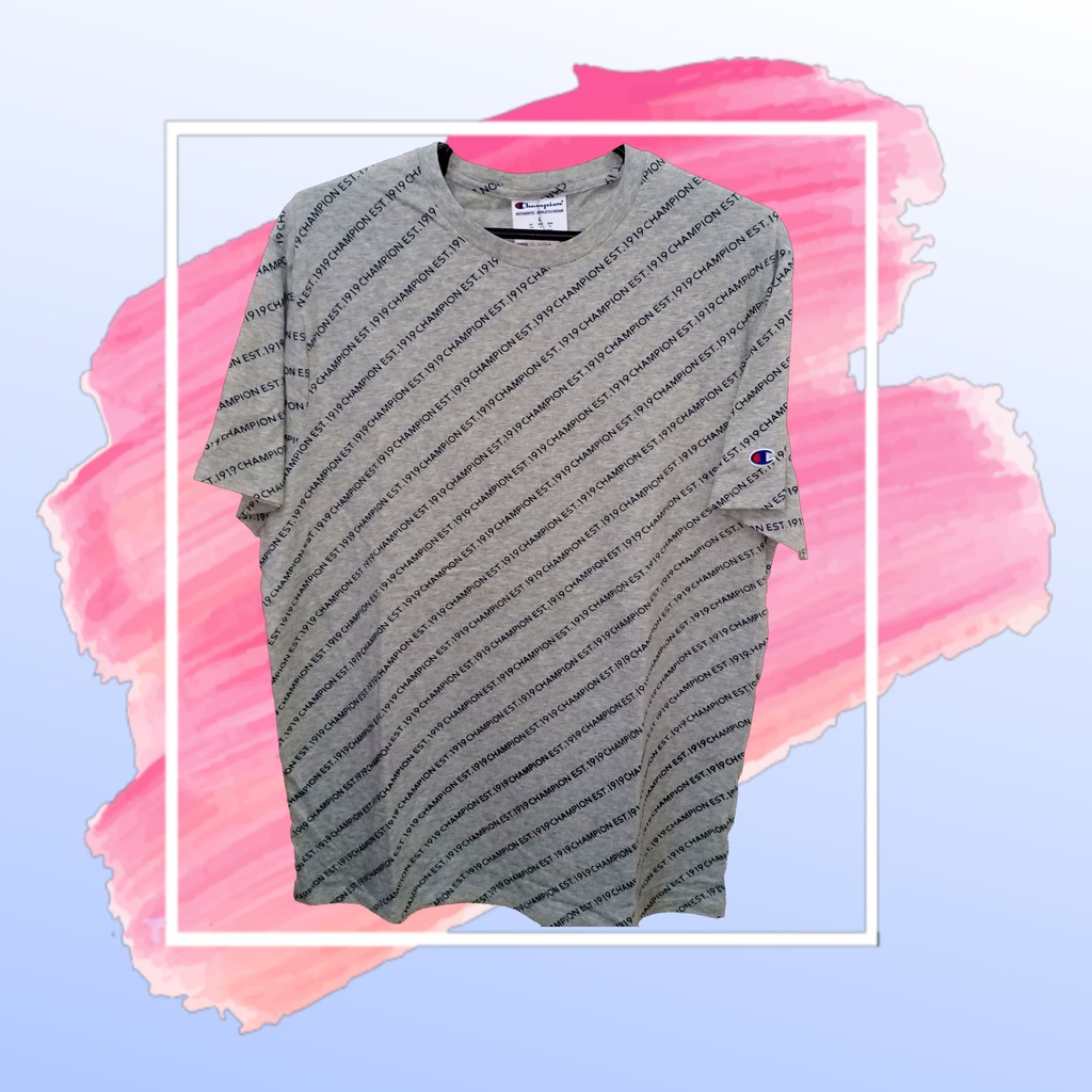 T-Shirt / Kaos Champion Script Tee - All Over Script Europe Market Lengan Pendek (Unisex) ORIGINAL