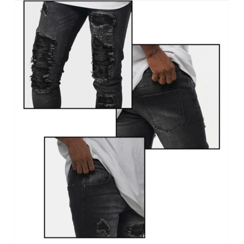 Rucas Shadow Black Bikers Jeans