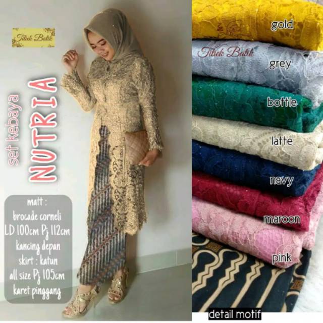 Setelan kebaya kondangan brokat jumbo nutria Asmara gown #1 ORIGINAL BEST SELLER READY JUMBO LD #120 DAHLIANA SET KEBAYA NUTRIA SET BROKAT BRUKAT ROK MOTIF LURIK PESTA KONDANGAN BRIDESMAID HIJAU BOTOL Baju Gamis Brokat Kebaya Batik Murah Pesta Kondangan-1