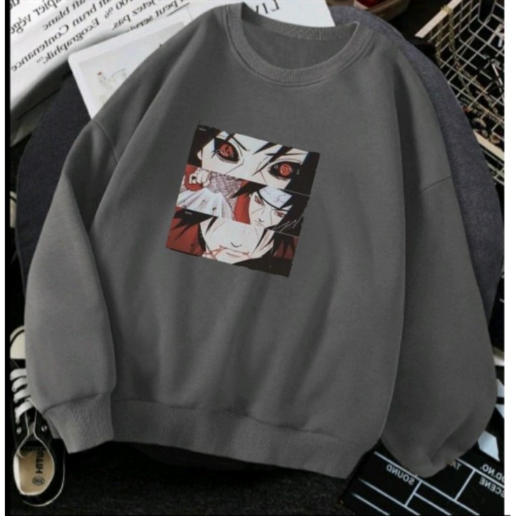 Sweater Crewneck Pria Anime Naruto Sweatshirt Brand Lokal Bandung Bahan Cutton Fleece Sweater Pria Wanita Original Bandung