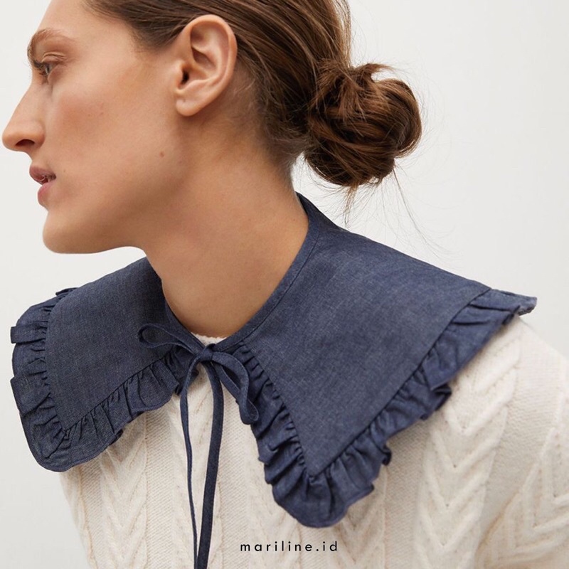 MARILINE Detachable Collar in Blue Denim