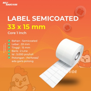 KERTAS LABEL SEMICOATED 33 X 15 ( 2 LINE )PRINTER LABEL 33X15 MM 5500pcs