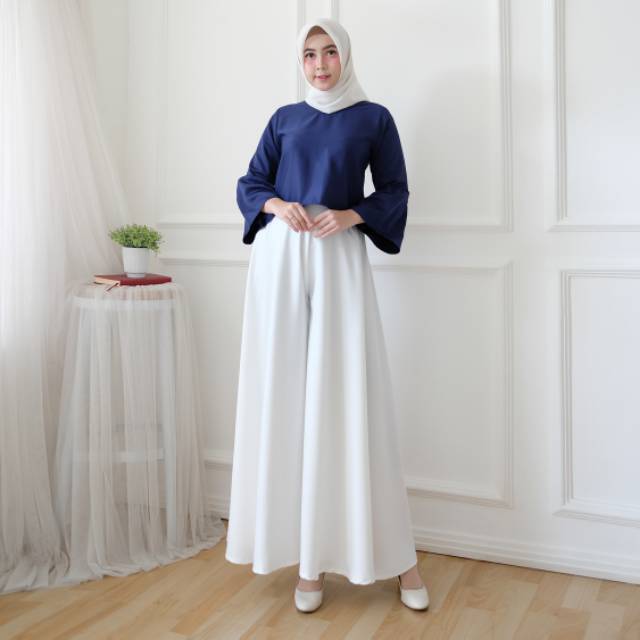 WIDE WHITE PANTS FIT TO L Kulot Lebar Putih Palazzo Cantik Original Realpict