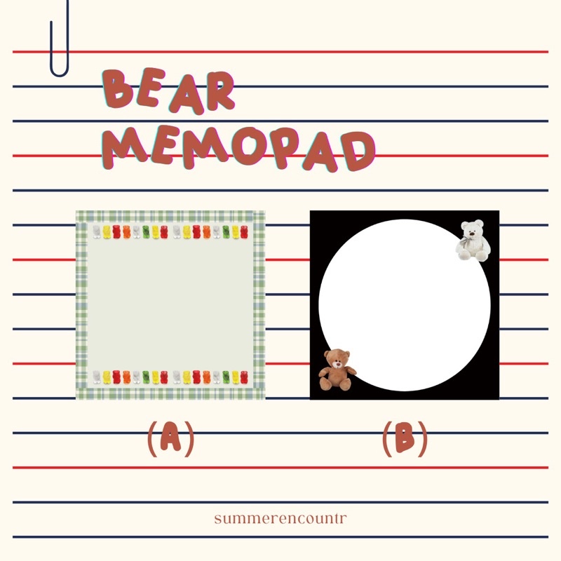 

READY STOCK | Bear Memopad Notes Stationary