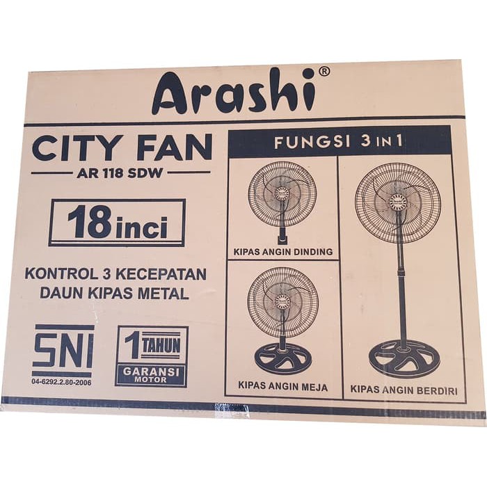 kipas angin 18 city fan arashi ar 118 sdw 3in1 fan aluminium lihat