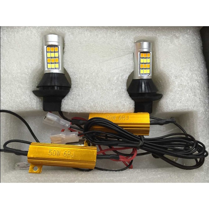 2X Lampu LED DRL &amp; Sinyal Belok Mobil Model Dual Model T20 1156