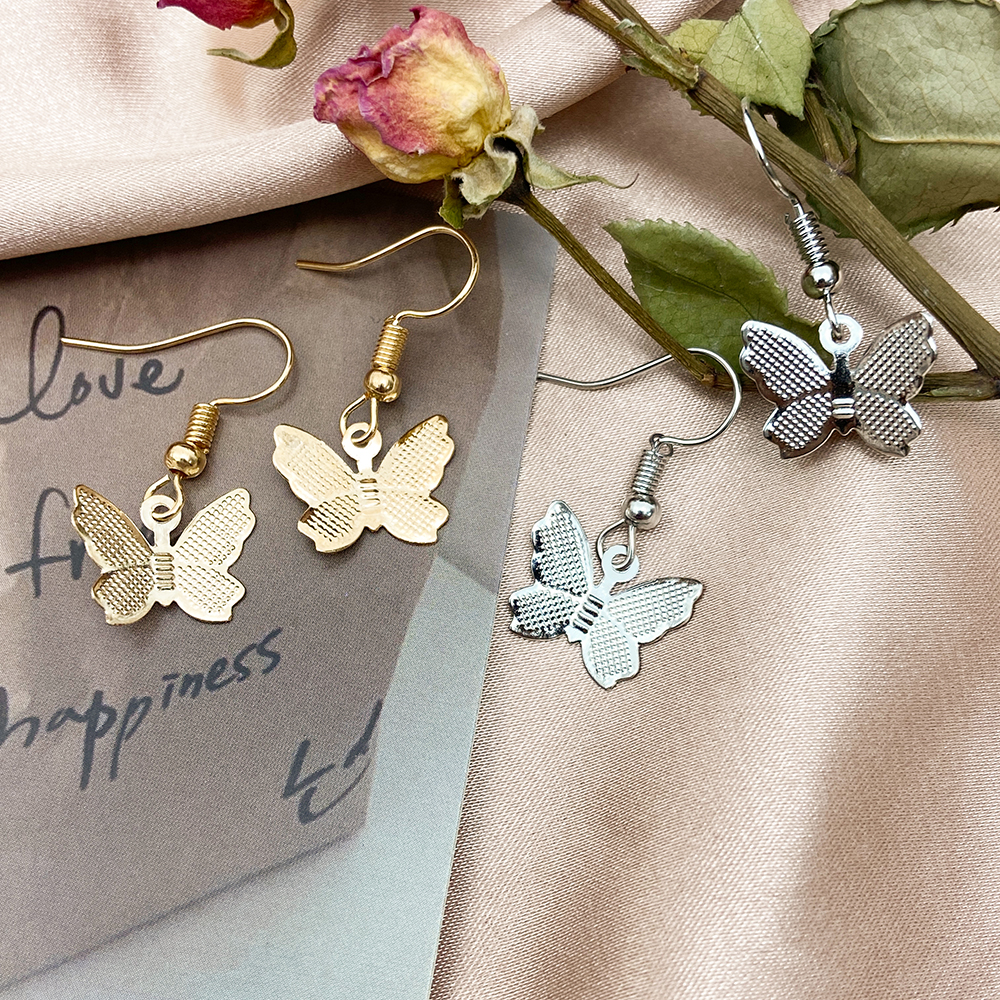 Korean Fashion Simple Butterfly Gold Earrings Sweet Temperament Silver Earring Jewelry Accessories