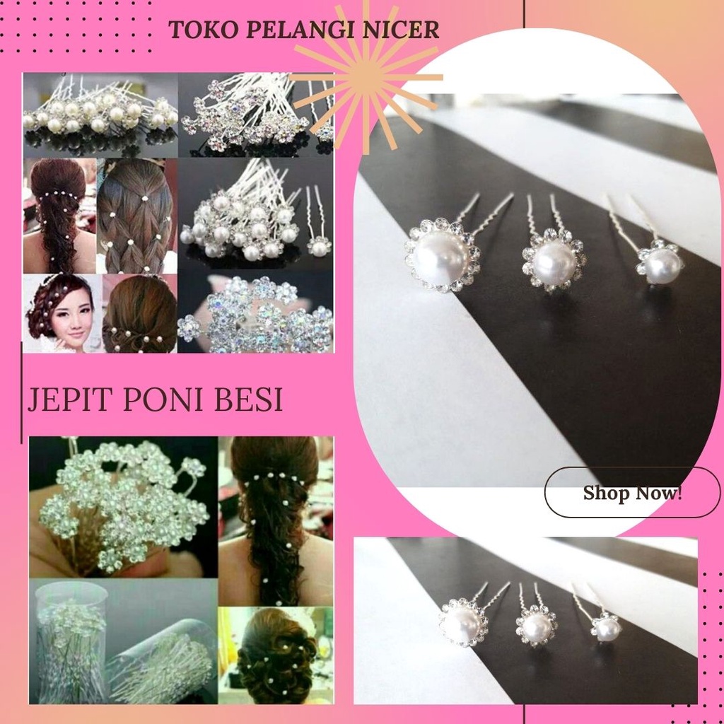 SATU Cucuk Hiasan rambut hair pin tusuk konde sanggul Pita mutiara silver Tokopelanginicer