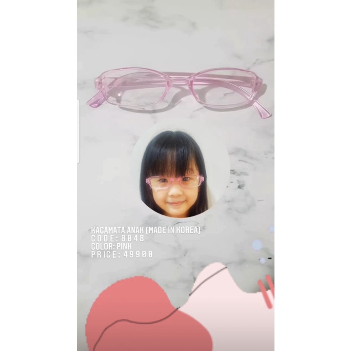 Kacamata anak perempuan kacamata anak-anak pink kid glasses made in Korea