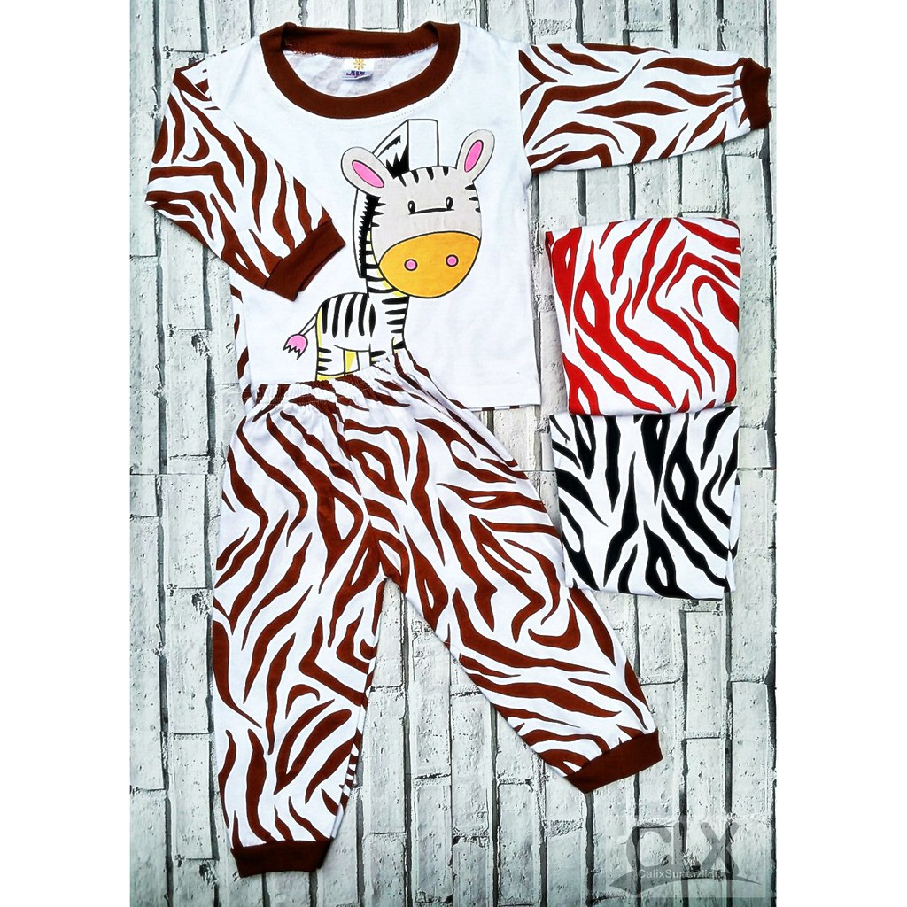 Piyama Anak Baby 1-3Thn Zebra White  Baju Tidur Setelan Laki Laki Perempuan