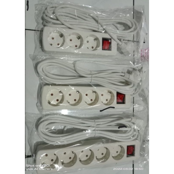 BRIGHT Stop Kontak Colokan + Kabel 3,4,5 Lubang Kabel 5Meter