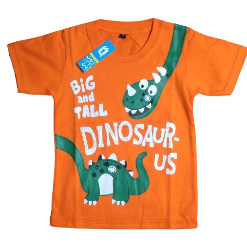BAJU ANAK - KAOS ANAK DITRO QWERTY ONE ORANGE DINOSAURUS