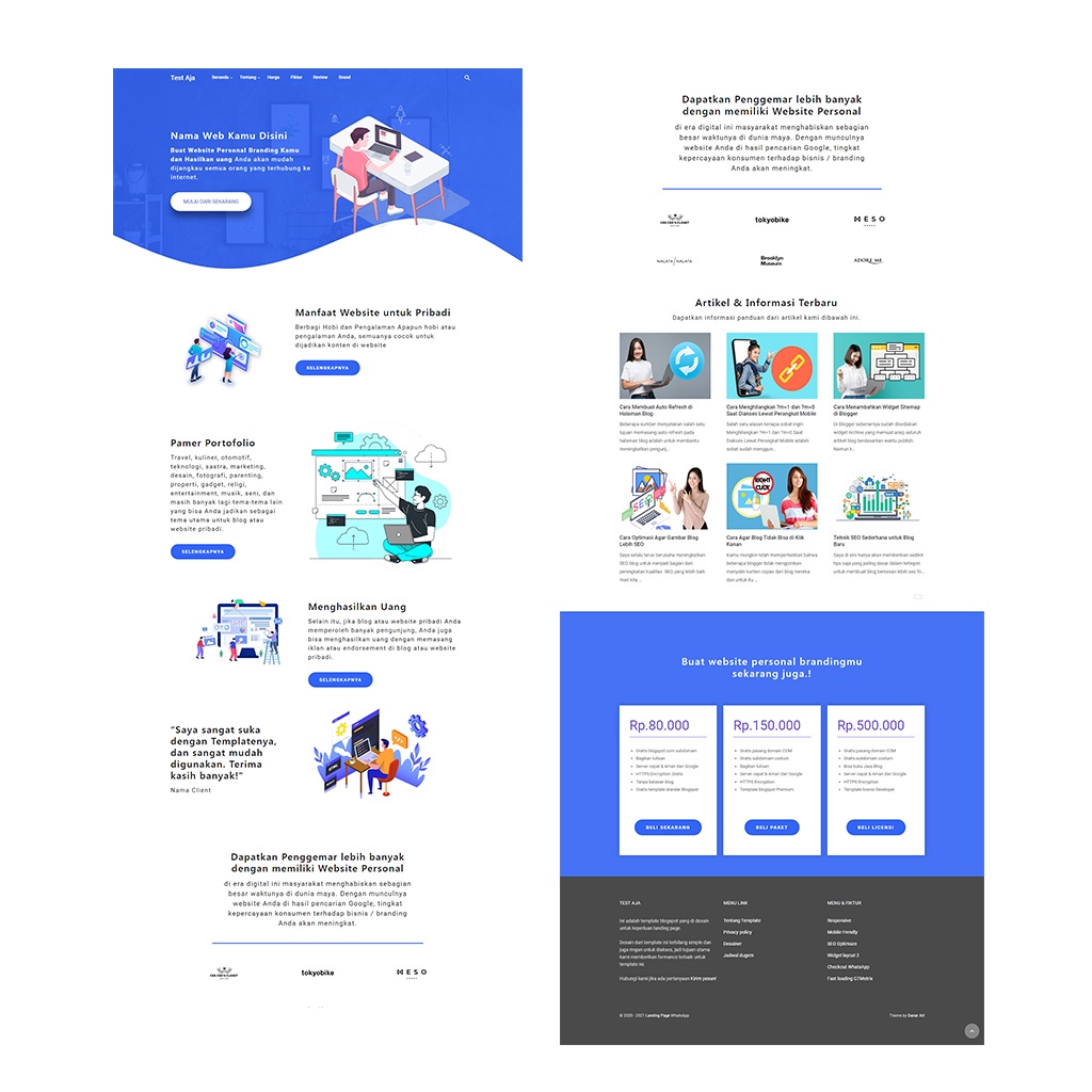 Blogger Template Portofolio Support Pricing Table dan Form WA