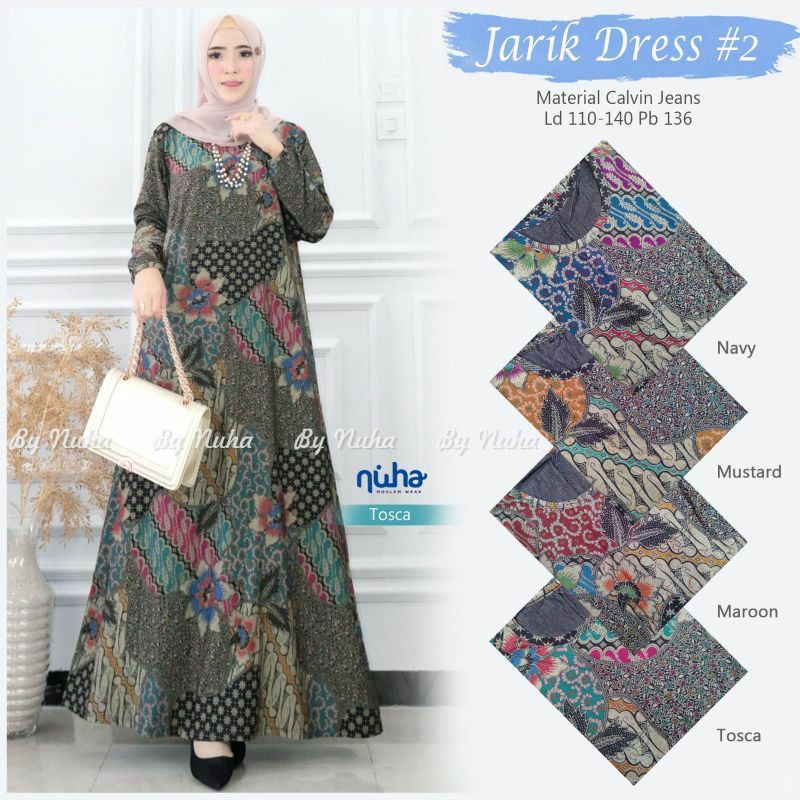 Calva Maxy / Jarik Dress - Gamis Calvin Jeans Terbaru LD110+ / 023-6148