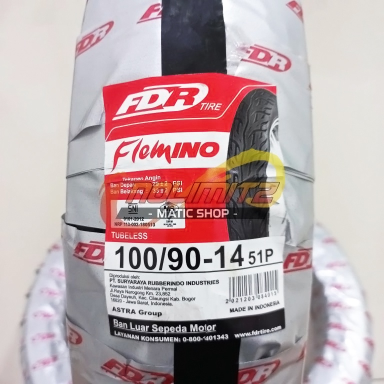 Ban Motor FDR Flemino 100/90 - 14 Tubeless Beat Scoopy Vario Mio Lexi