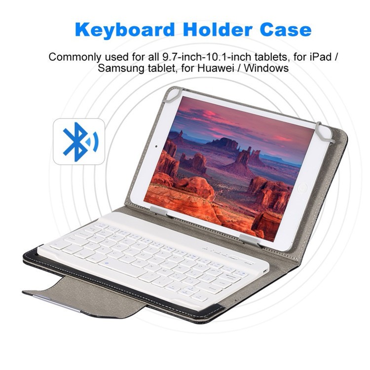 WIRELESS KEYBOARD 3.0 TABLET BLUETOOTH ANDROID IOS WINDOWS STAND TABLET SARUNG HP BELAJAR ONLINE TAN